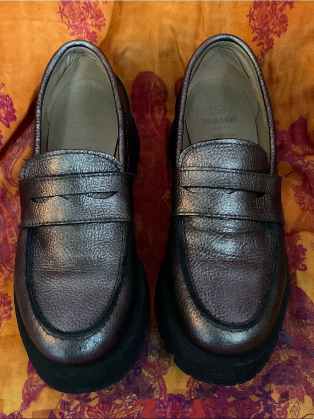 Women’s Metallic Brown Penny Moccasins — Slip-On Comfort